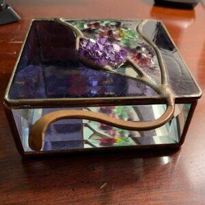 4"x4" Handcrafted Signed Fused Glass Box Purple Amethyst "Boxes by Neal" LOVELY